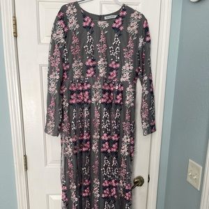 Modest embroidery lace dress